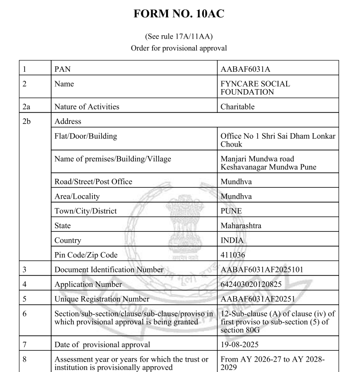 NGO Registration Certificate